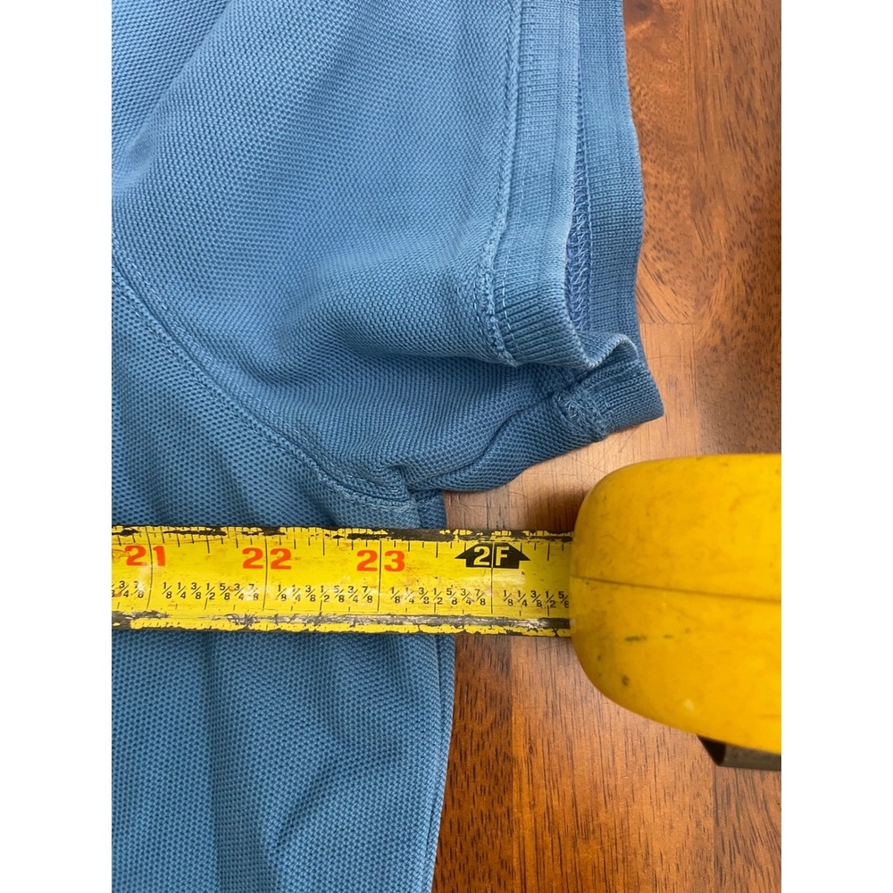 LL Bean Mens 2X Blue Pique Short Sleeve Polo Shirt Collared Two Button Placket - Picture 6 of 6